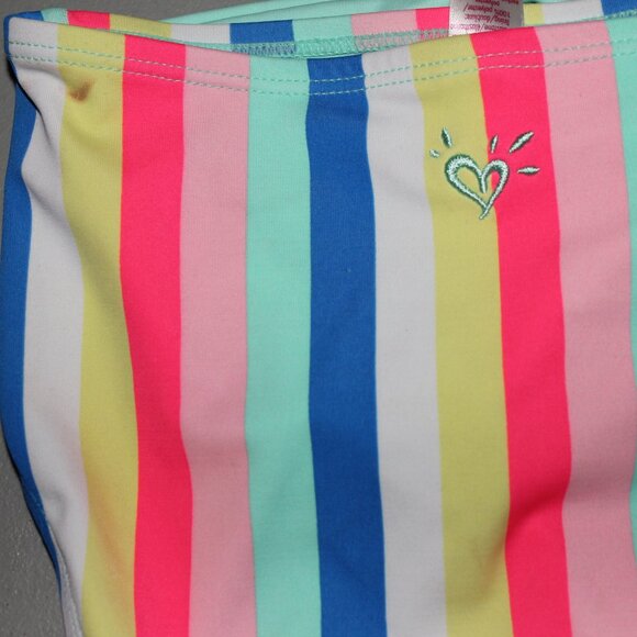 Multi Color Striped 2 Pcs Justice Bikini Swimsuit Size 7 - Picture 9 of 11